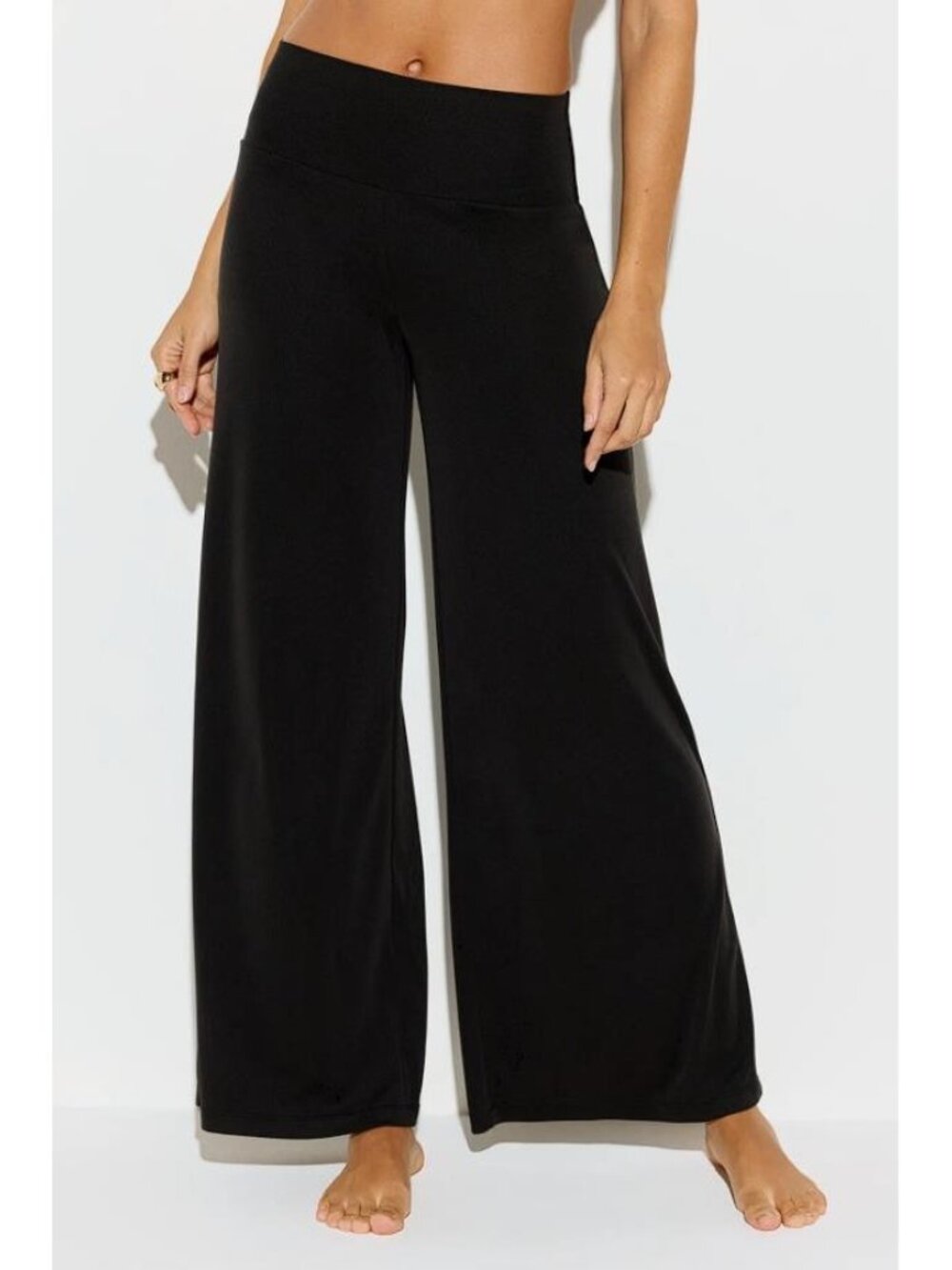 SPIRITUAL GANGSTER Women's Zen Rib Journey Wide Leg Pant Size S in Black - Picture 1 of 8